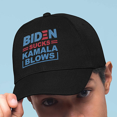 Biden Sucks Kamala Blows Twill Cap - High-Profile Snapback Hat