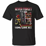 Firefighter Never Forget 9/11 Tshirt, Black, Unisex T-Shirt