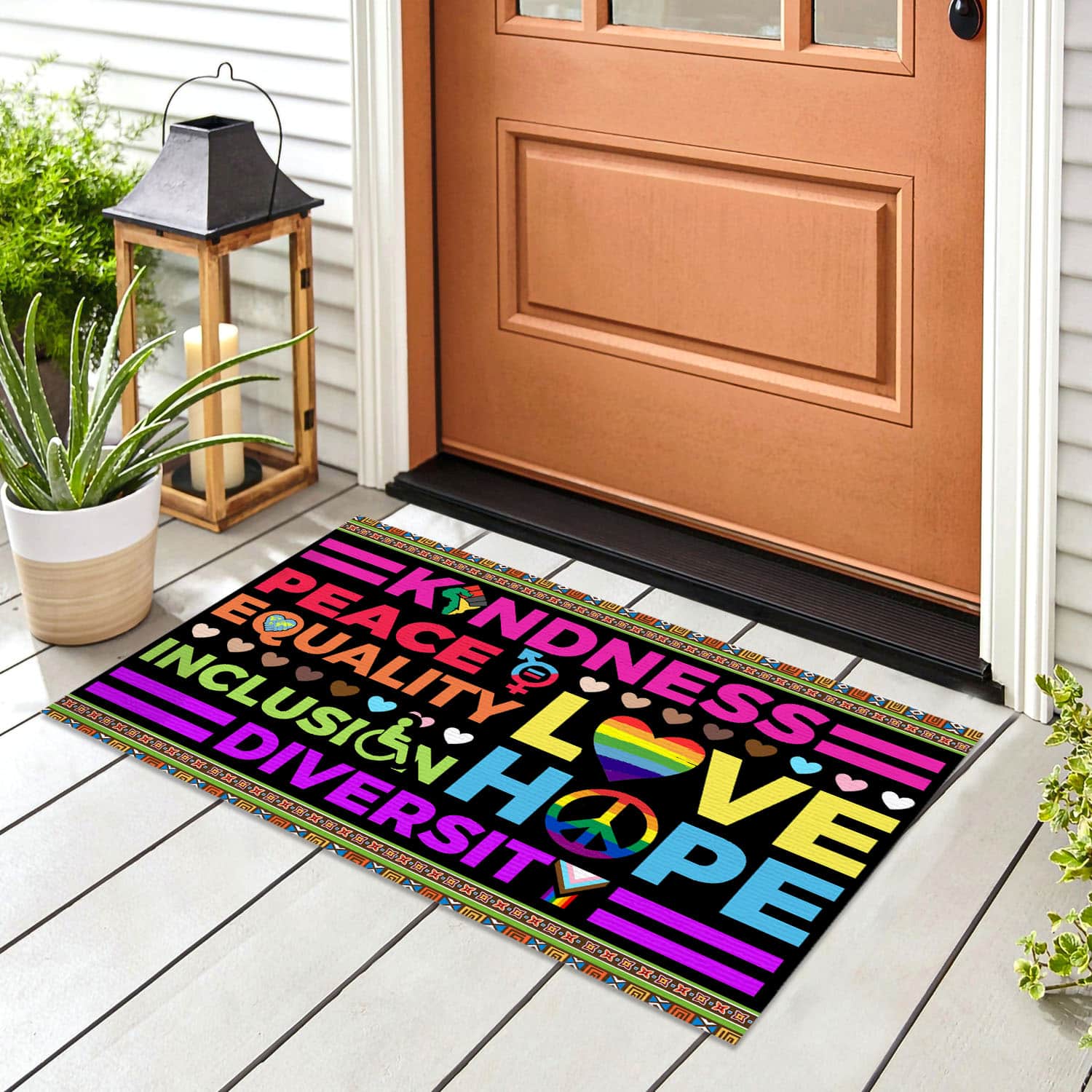 2VT. Kindness Peace Equality doormat Doormat mockup 8