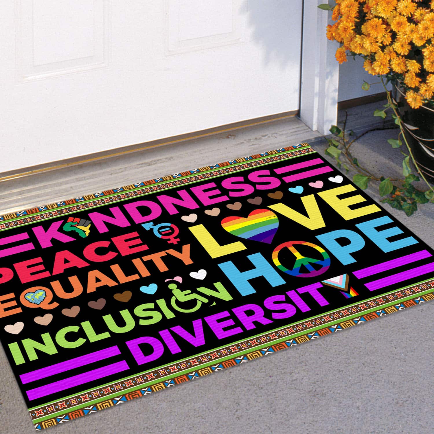 2VT. Kindness Peace Equality doormat Doormat mockup 11