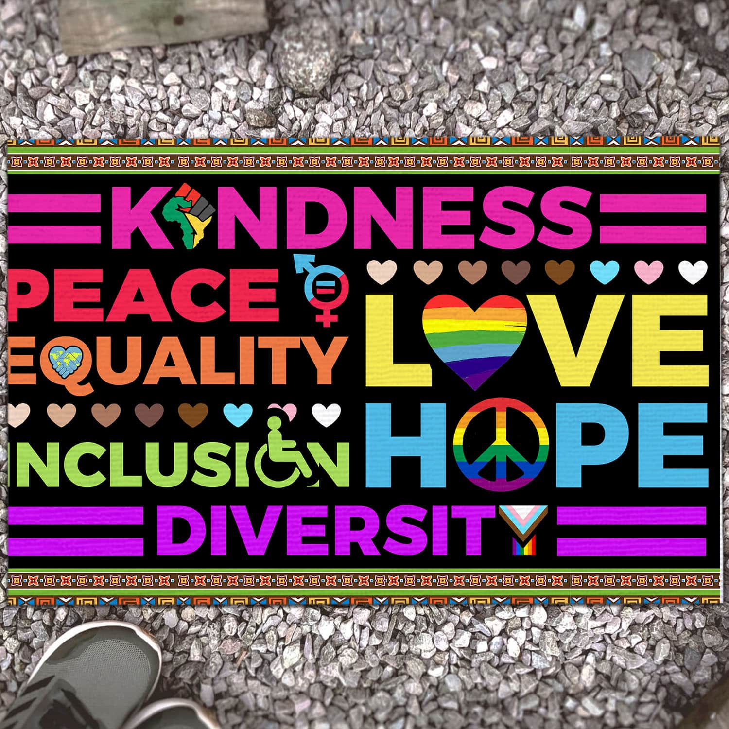 2VT. Kindness Peace Equality doormat Doormat mockup 13