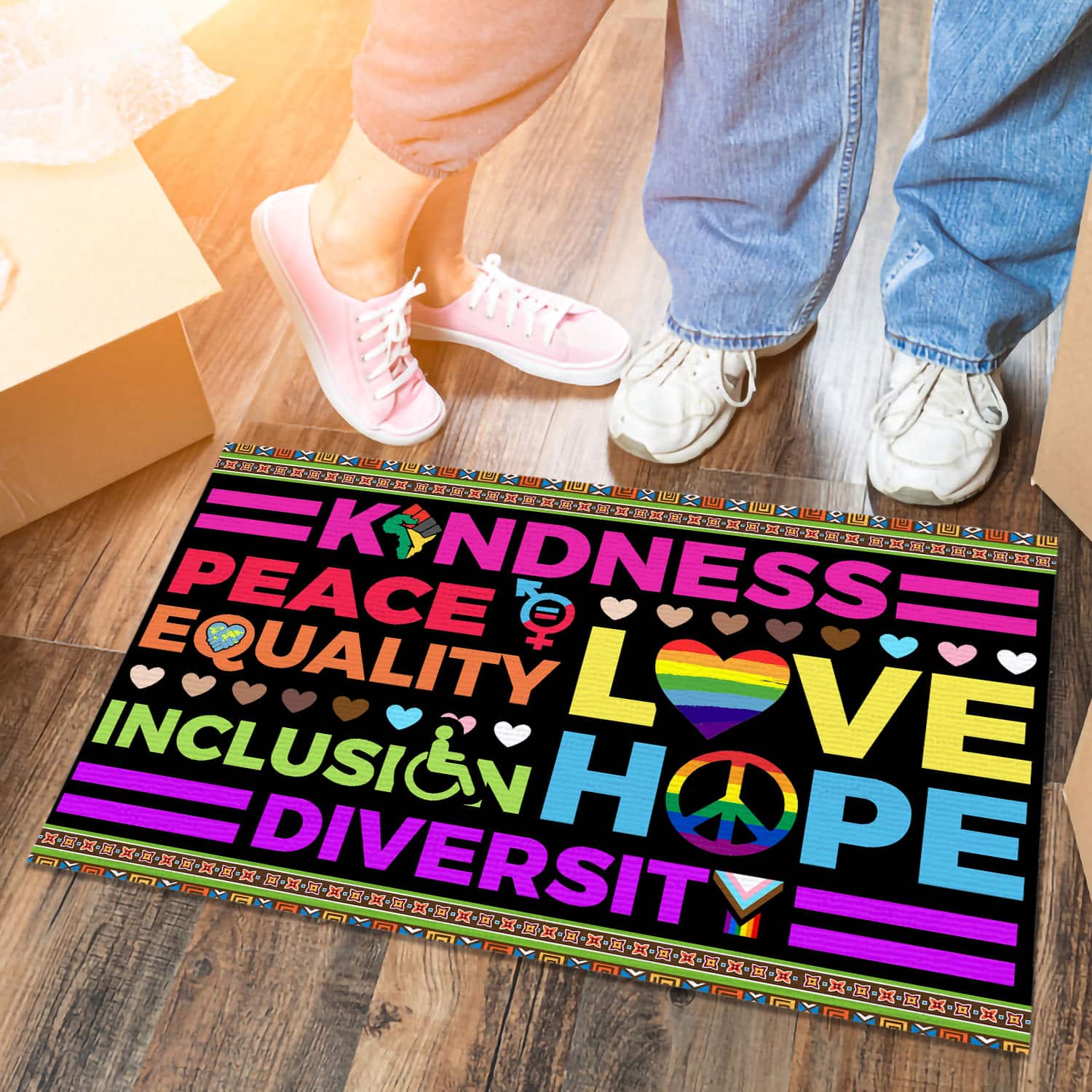 2VT. Kindness Peace Equality doormat Doormat mockup 6