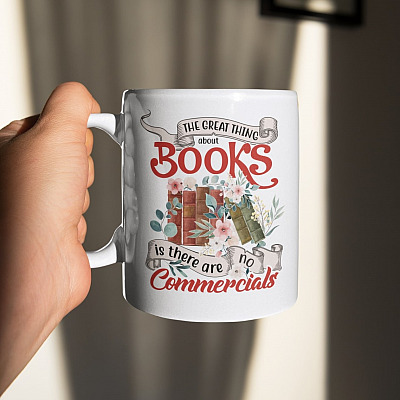 Alternative view of The Great Thing About Books Is There Are No Commercials Ceramic Coffee Mug - Beer Stein - Book Lover Water Bottle