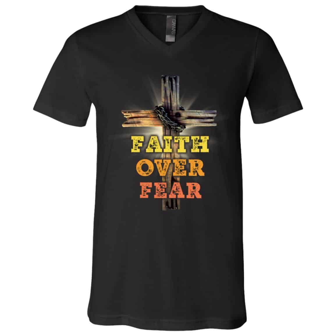 Faith Over Fear T-shirt, Black, V-Neck T-Shirt
