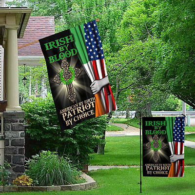 Alternative view of Irish By Blood American By Heart Patriot By Choice Decorative Garden Flag - Indoor Outdoor Flag - House Flag