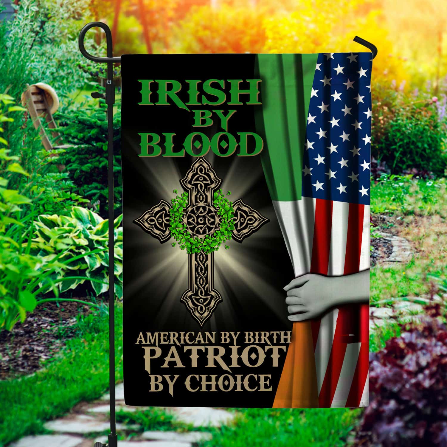 4NH. Irish By Blood Garden Flag Mockup 1