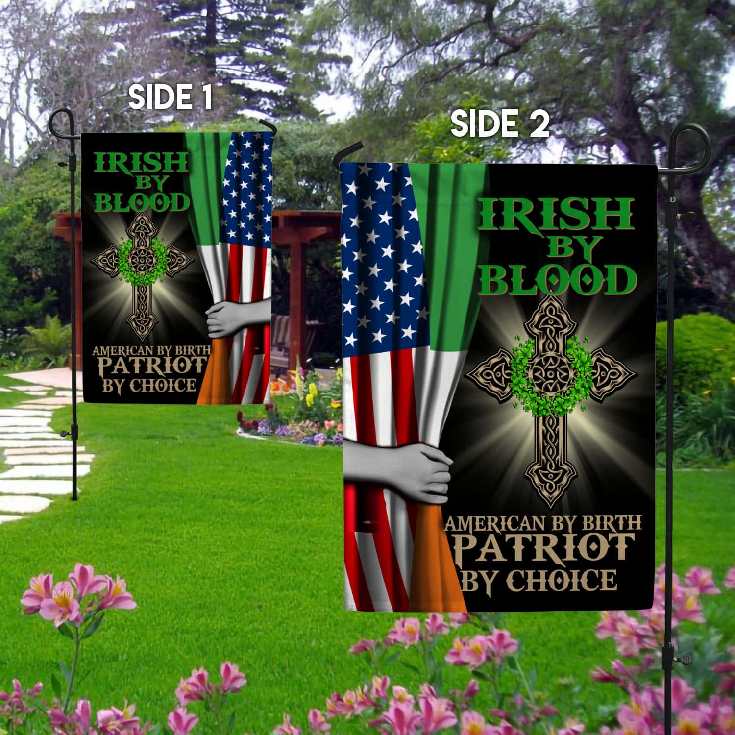 4NH. Irish By Blood Garden Flag Mockup 2 Side-1