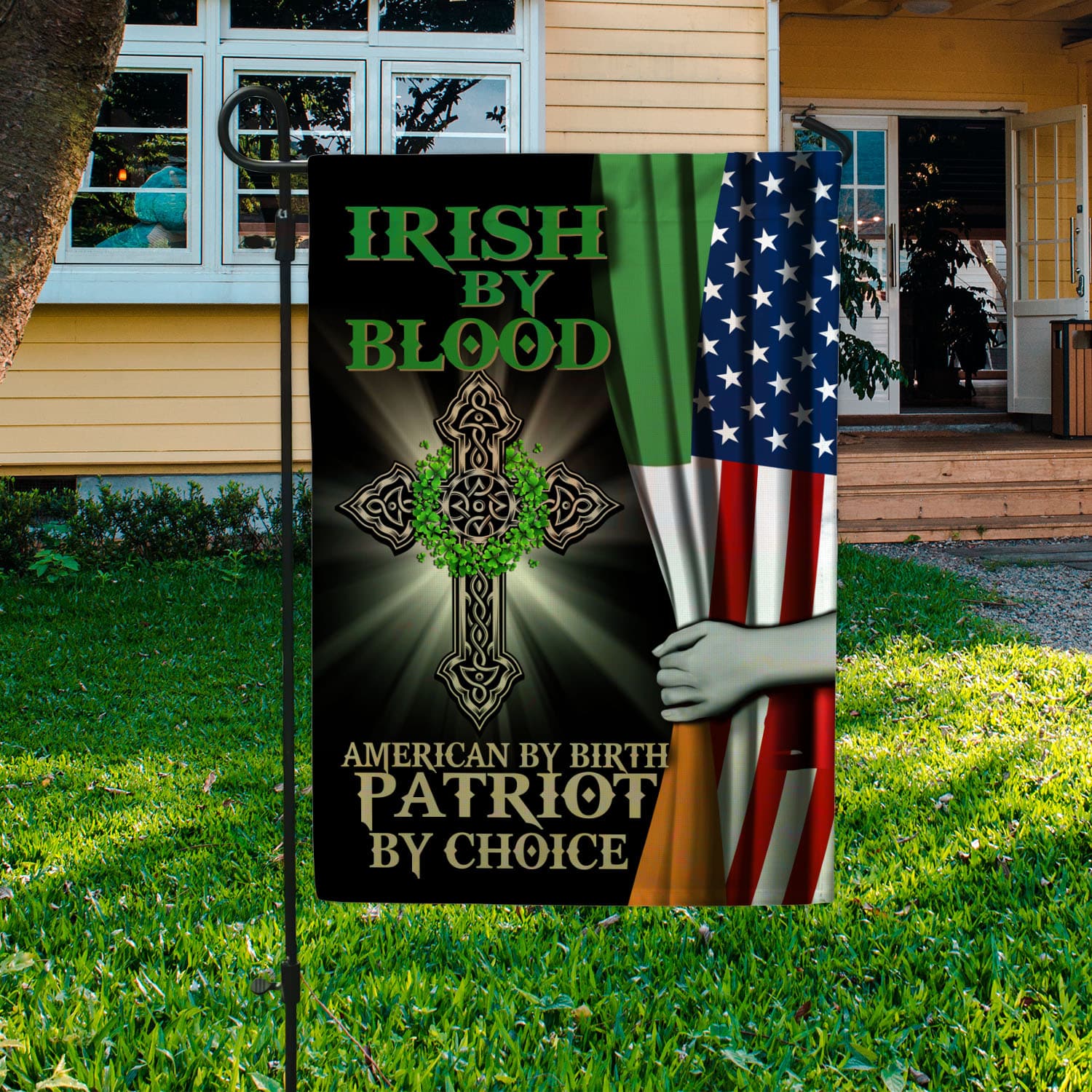 4NH. Irish By Blood Garden Flag Mockup 3