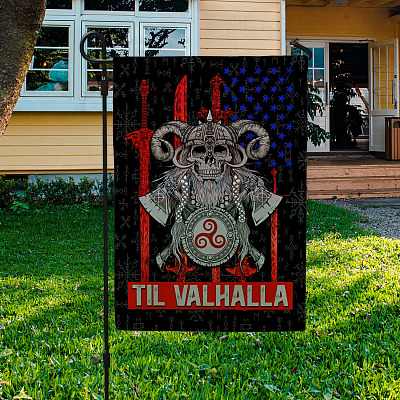 Viking Warrior Until Valhalla Odin Norse Man Quote Pride American Flag Outdoor Garden Flag – Wall House Flag