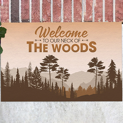 Welcome to Our Neck Of The Woods Doormat - Outdoor Indoor Doormat