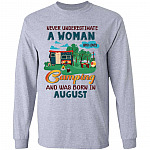 Never Underestimate August Hoodie, Sport Grey, Long Sleeve Never Underestimate August Hoodie, Sport Grey, Long Sleeve