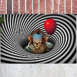 Illusion Clown Doormat - Outdoor Indoor Doormat - Scary Clown Door Mat