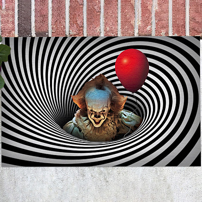 Illusion Clown Doormat - Outdoor Indoor Doormat - Scary Clown Door Mat