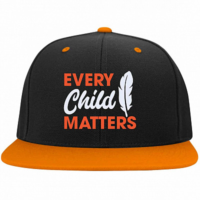 bonus hat, Black/Deep Orange, Flat Bill Premium Snapback