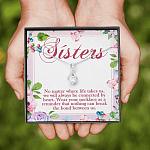 Sisters No Matter Where Life Takes Us We Will Always Be Connected by Heart Alluring Pendant Necklace
