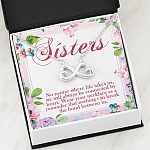 Sisters No Matter Where Life Takes Us We Will Always Be Connected by Heart Infinity Heart Pendant Necklace