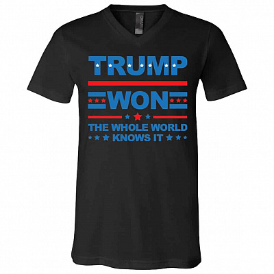 Trump Won The Whole Tshirt, Black, V-Neck T-Shirt