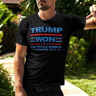 Alternative view of Trump Won The Whole World Knows It T-shirt - V-neck - Support Trump Shirt - Pro Trump Shirt Anti Biden