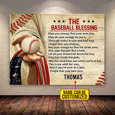 Custom The Baseball Blessing May You Always Find Your Arm Slot Jesus Baseball US Flag Canvas Prints - Unframed Poster