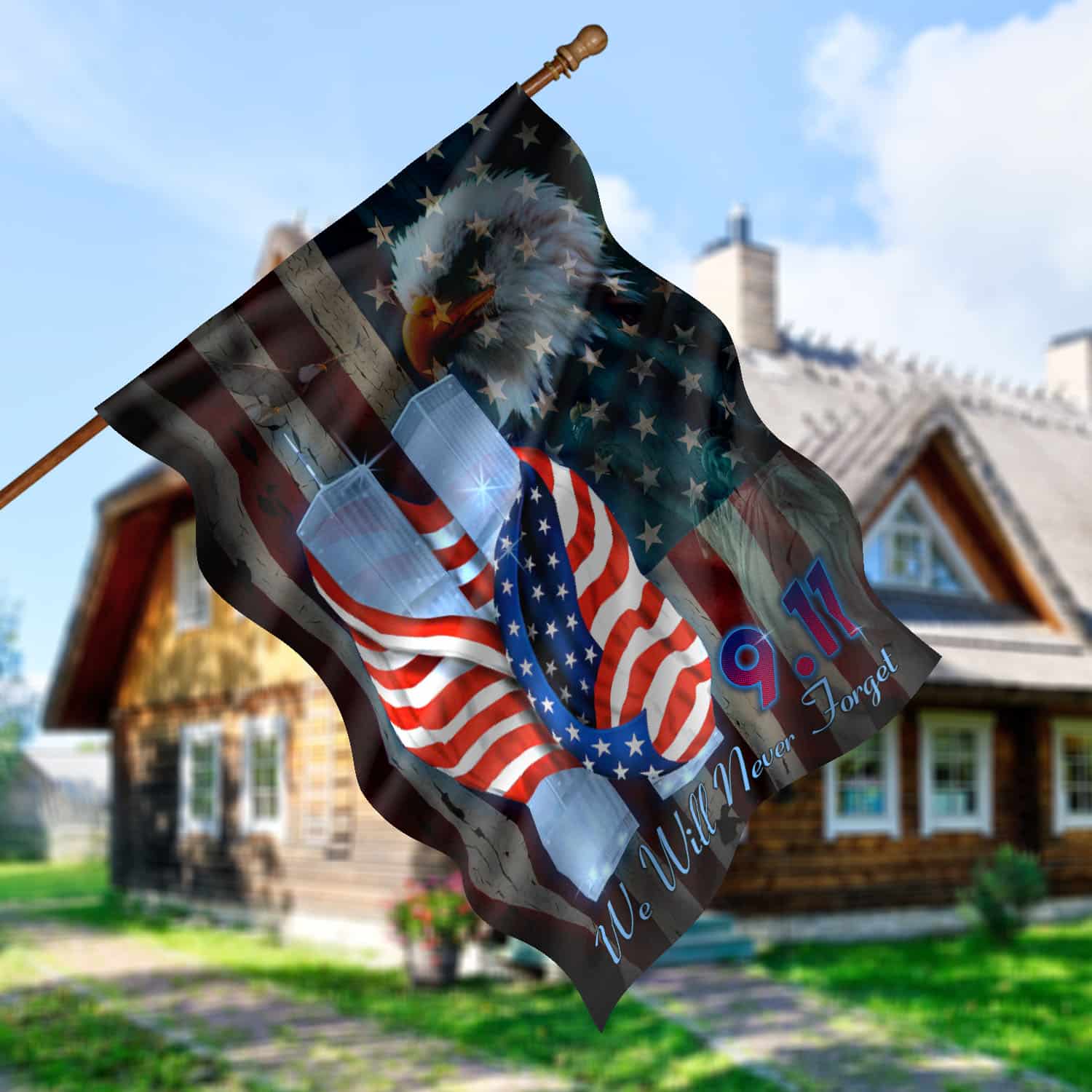 1O. Never Forget 9 11-30x40-Side 1 House Flag Mockup 5