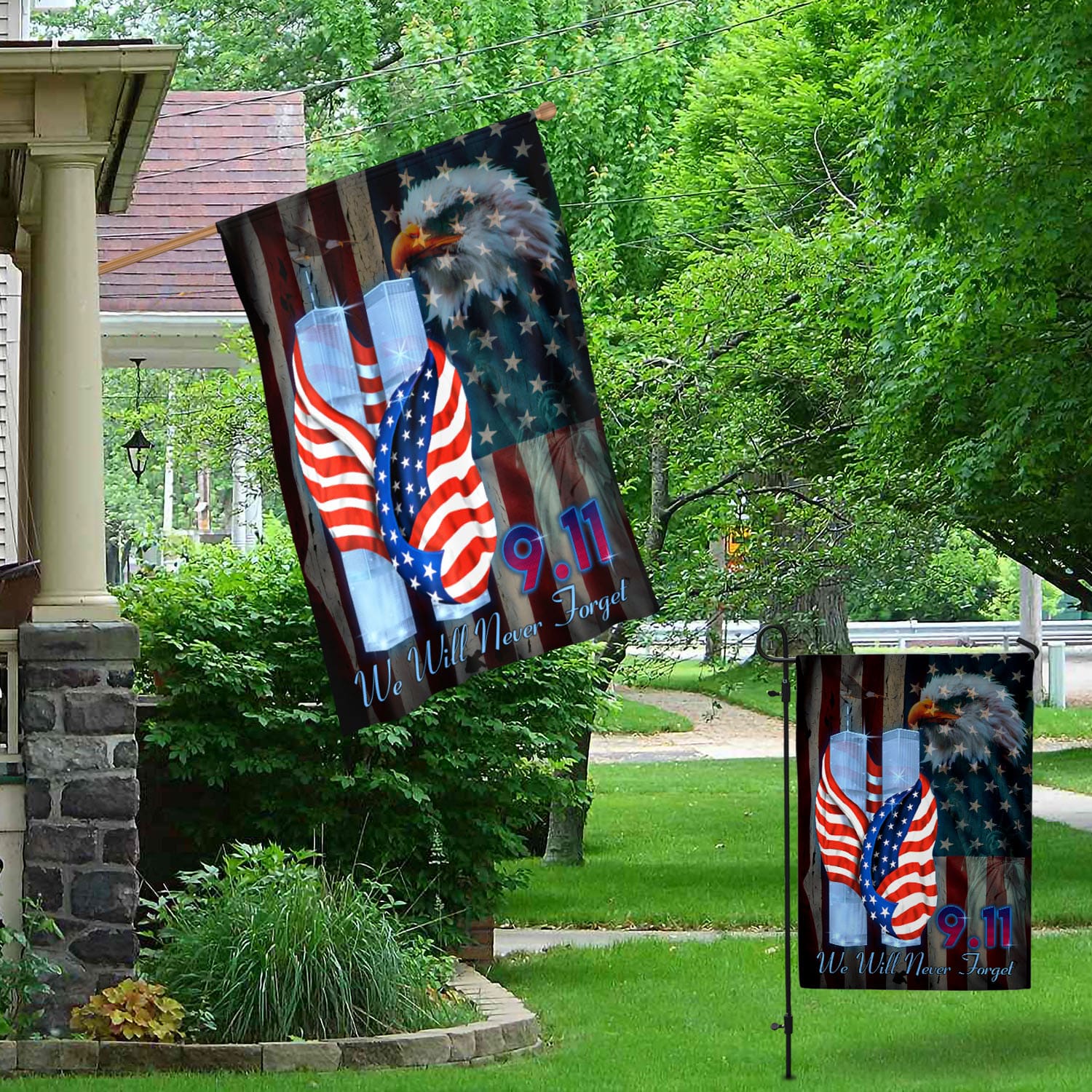 1O. Never Forget 9 11-30x40-Side 1 Garden & House Mockup 1