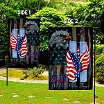 1O. Never Forget 9 11-30x40-Side 1 Garden Flag Mockup 2 Side