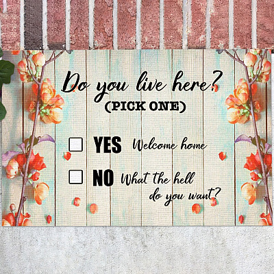 Do You Live Here Doormat - Outdoor Indoor Doormat - Funny Doormats for Outdoor Entrance