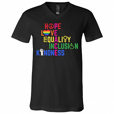 peace, Black, V-Neck T-Shirt