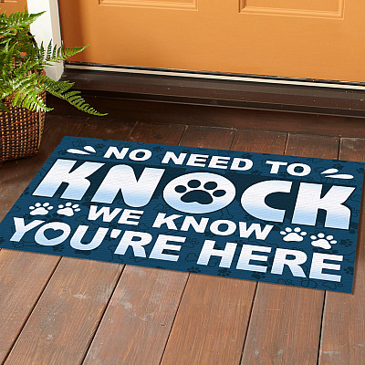 Alternative view of No Need to Knock We Know You Are Here the Dogs Doormat - Outdoor Indoor Doormat - Funny Dog Doormats