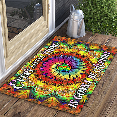 Alternative view of Every Little Thing is Gonna Be Alright Colorful Doormat - Outdoor Indoor Doormat