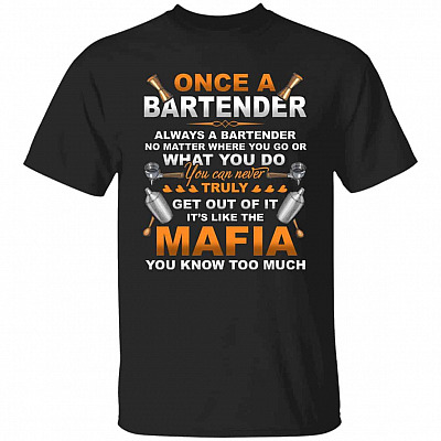 Once A Bartender Always A Gifts, Black, Unisex T-Shirt