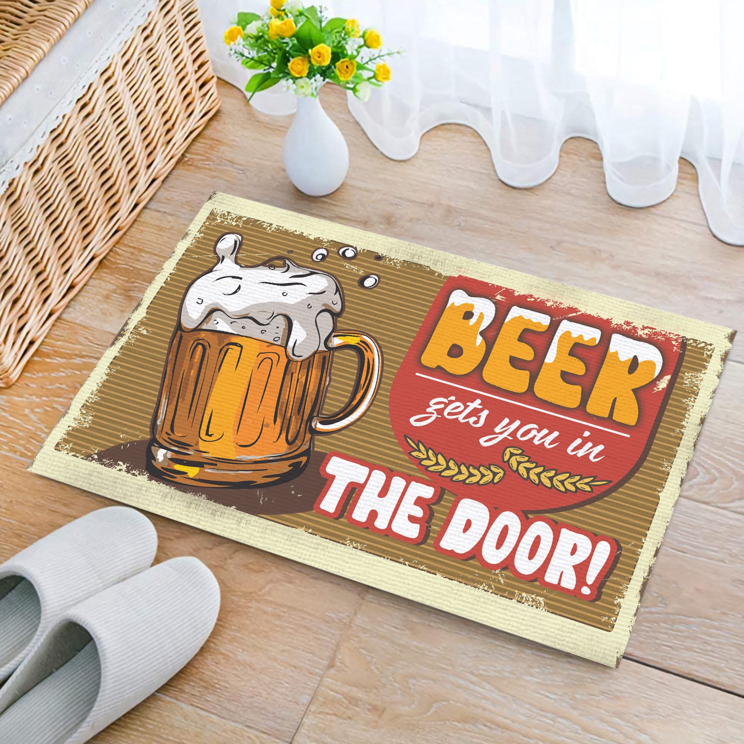 Beer Gets You In The Door Doormat Outdoor Indoor Doormat Beer Doormat CubeBik