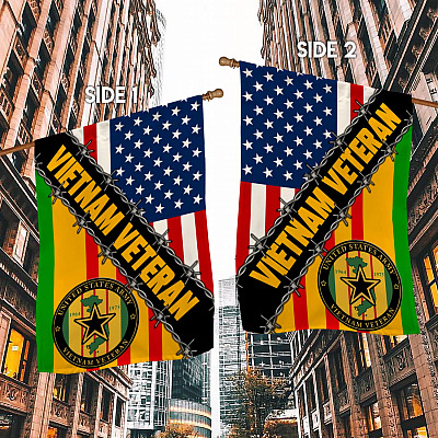 Alternative view of Vietnam Veteran American Flag 1964 1975 Garden Flag - Proud Vietnam Veteran House Flag - Vietnam Veteran Gifts