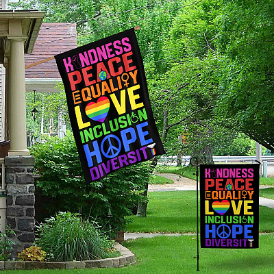 Alternative view of Kindness Peace Equality Love Inclusion Hope Diversity Garden Flag - Equality House Flag