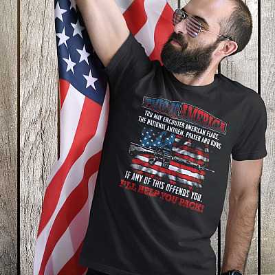 Alternative view of This Is America You May Encounter American Flags if It Offends You T-Shirt - Patriotic Shirt