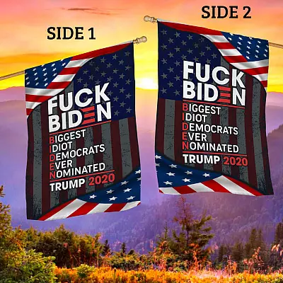 Alternative view of Fck Biden Trump 2020 Decorative Garden Flag - House Flag - Trump 2020 Flag