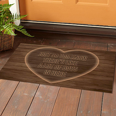 Alternative view of Just so You Know There's Like a Lot of Boys in Here Doormat - Outdoor Indoor Doormat