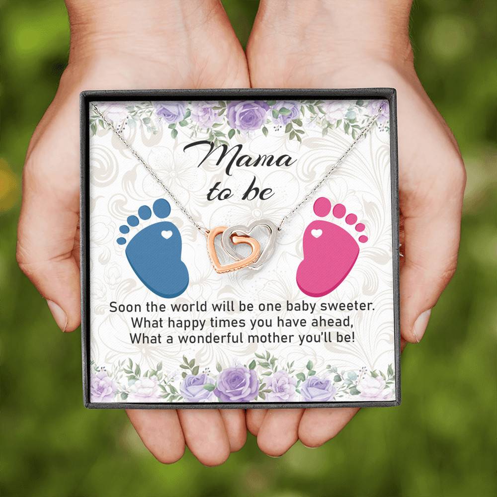 Mama To Be What A Wonderful Mother You'll Be Interlocking Hearts Pendant Necklace - Mom To Be New Mom Gift