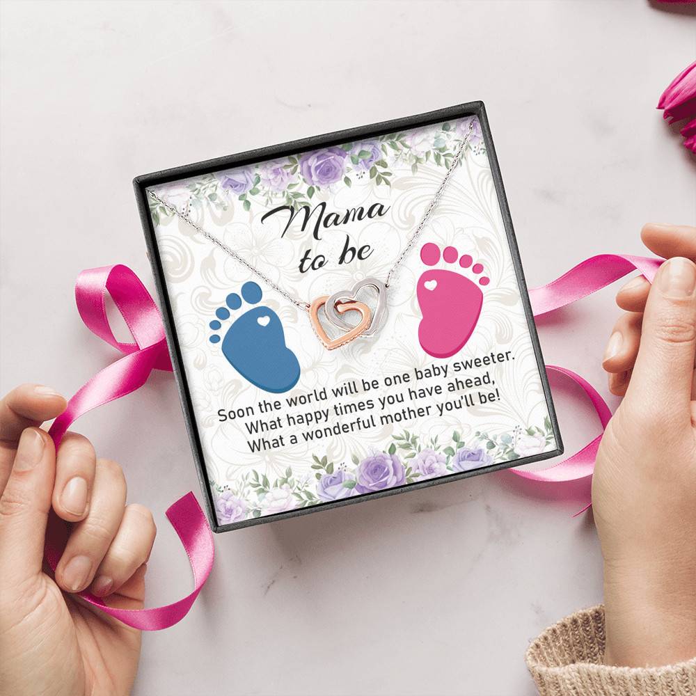 Mama To Be What A Wonderful Mother You'll Be Interlocking Hearts Pendant Necklace - Mom To Be New Mom Gift