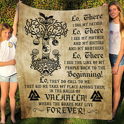 Viking Prayer Fleece Blanket - Mink Sherpa Blanket - Woven Blanket - Viking Gift Blanket