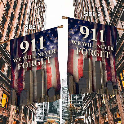 Alternative view of 911 We Will Never Forget Patriot Day Decorative Garden Flag - House Flag - September 11th Flag