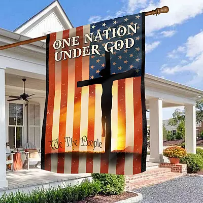 One Nation Under God We the People American Flag Cross Flag - Patriotic Jesus Garden Flag - House Flag - Wall Flag