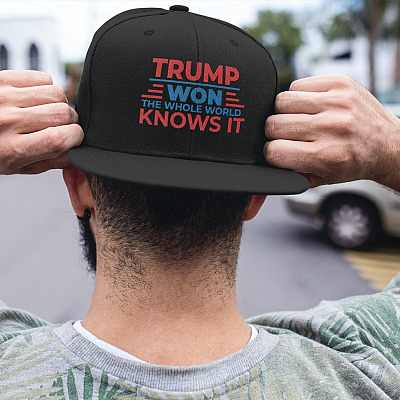 Alternative view of Trump Won the Whole World Knows It Support Trump Twill Cap - High-Profile Snapback Hat
