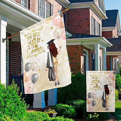 Alternative view of The Best Is Yet to Come Graduation Girl Garden Flag - House Flag - Wall Flag - Graduation Yard Flags