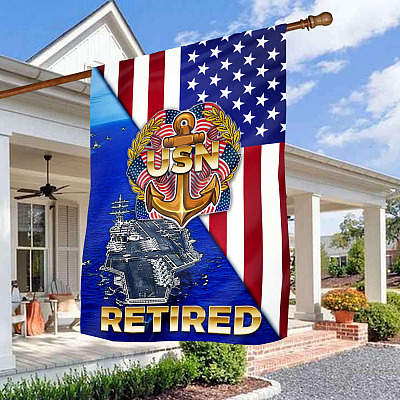 United States Navy Veteran Eagle American Outdoor House Flag - Navy Veteran Home Garden Flag
