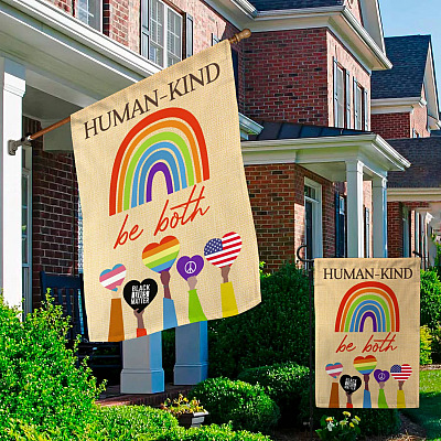 Alternative view of Human-Kind Be Both Garden Flag - Black Lives Matter LGBT Equality Justice Science Is Real House Flag