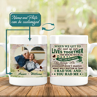 Alternative view of Customized Photo When We Get To The End Of Our Lives Together Double-Sided Ceramic Coffee Mug - Color Changing Mug