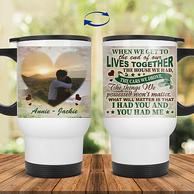 14 oz. White Travel Mug