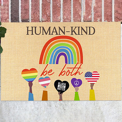 Human-Kind Be Both Doormat - Black Lives Matter LGBT Equality Justice Science Is Real Indoor Outdoor Doormat