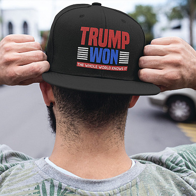 Alternative view of Trump Won The Whole World Know It Twill Cap - High-Profile Snapback Hat